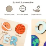 planet theme wooden montessori name puzzle safe sustainable