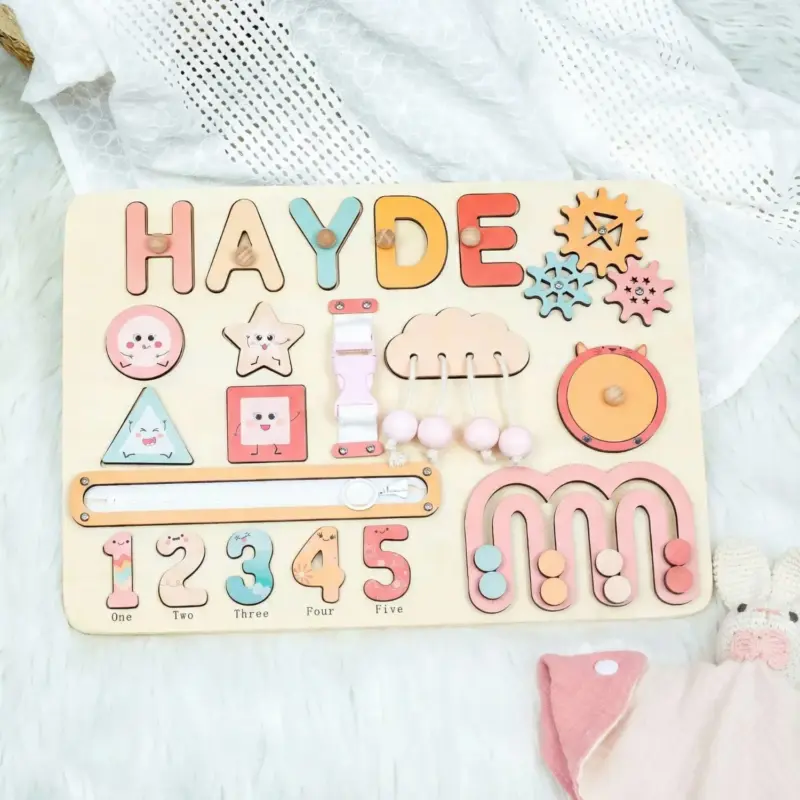 rainbow counting wooden montessori busy board