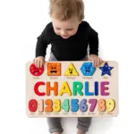 rainbow wooden montessori name puzzle
