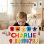 rainbow wooden montessori name puzzle learning through play