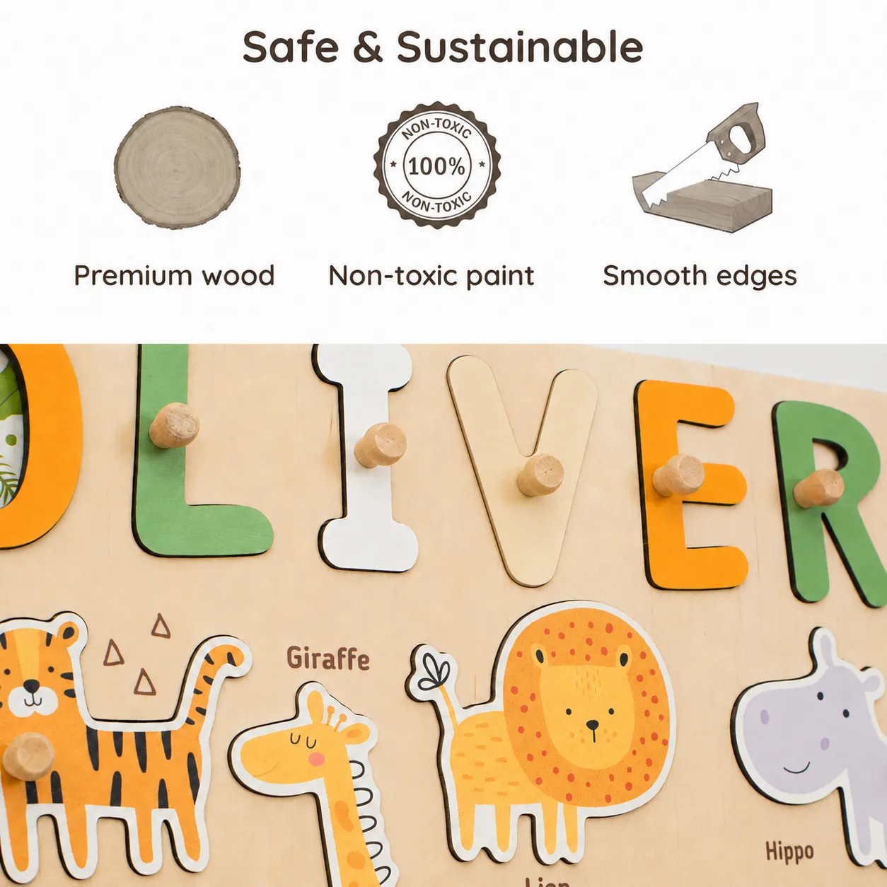 safari nursery theme wooden montessori name puzzle safe sustainable final