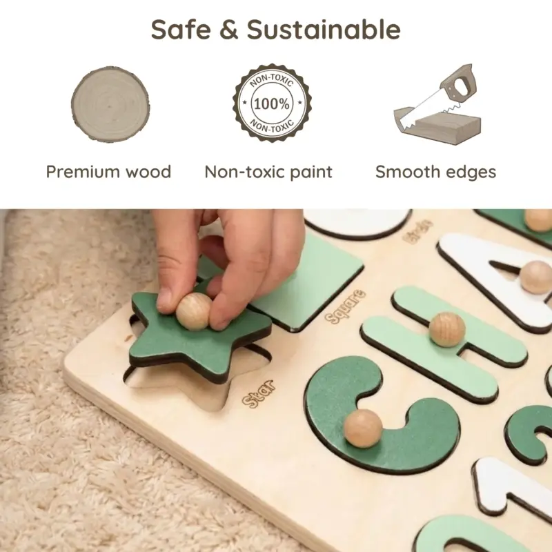shapes numbers wooden montessori busy board safe sustainable