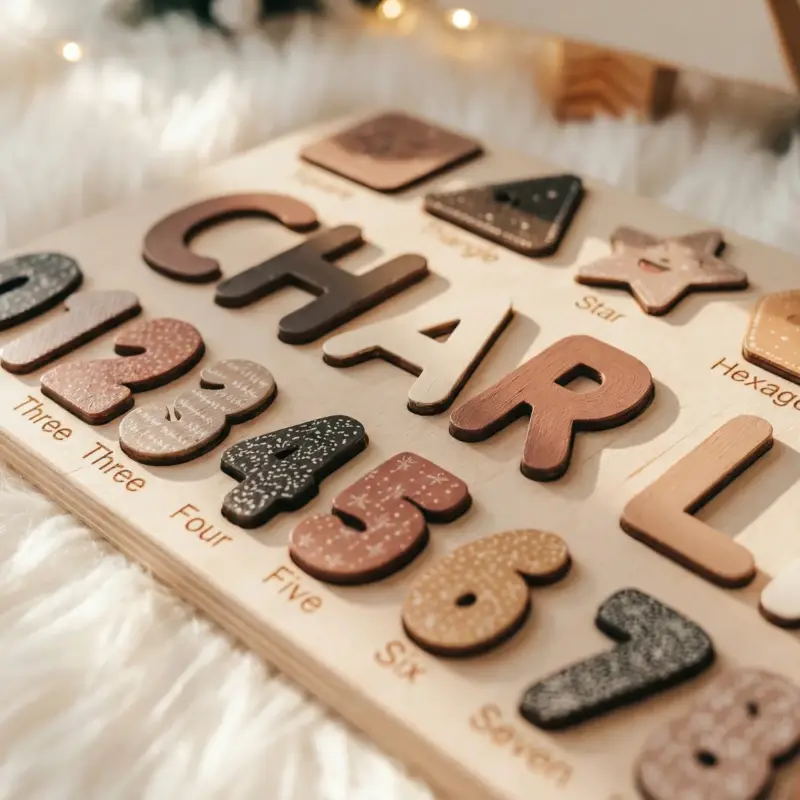 shapes numbers wooden montessori name puzzle 6