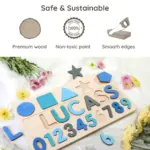 simple wooden montessori name puzzle safe sustainable