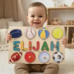sports wooden montessori name puzzle