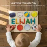 sports wooden montessori name puzzle learning through play