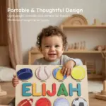 sports wooden montessori name puzzle portable thoughtful design