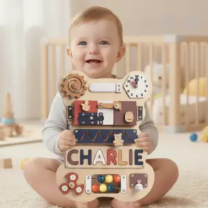 teddy bear theme wooden montessori busy board