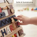 teddy bear theme wooden montessori busy board safe sustainable