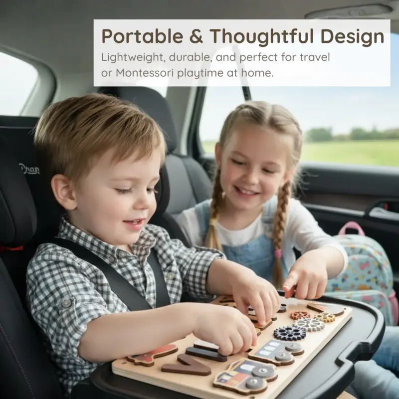 travel adventure wooden montessori busy board portable thoughtful design