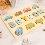 vehicle theme wooden montessori name puzzle 4