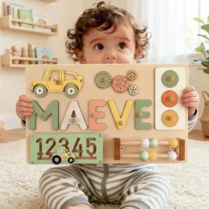 vehicles numbers wooden montessori busy board
