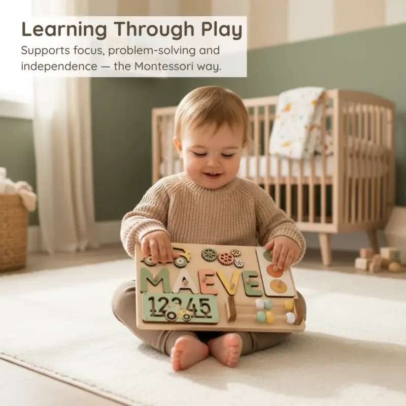 vehicles numbers wooden montessori busy board learning through play