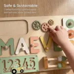 vehicles numbers wooden montessori busy board safe sustainable
