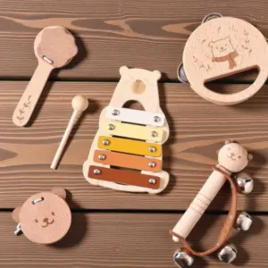 wooden montessori bear instrument set