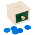 wooden montessori coin box