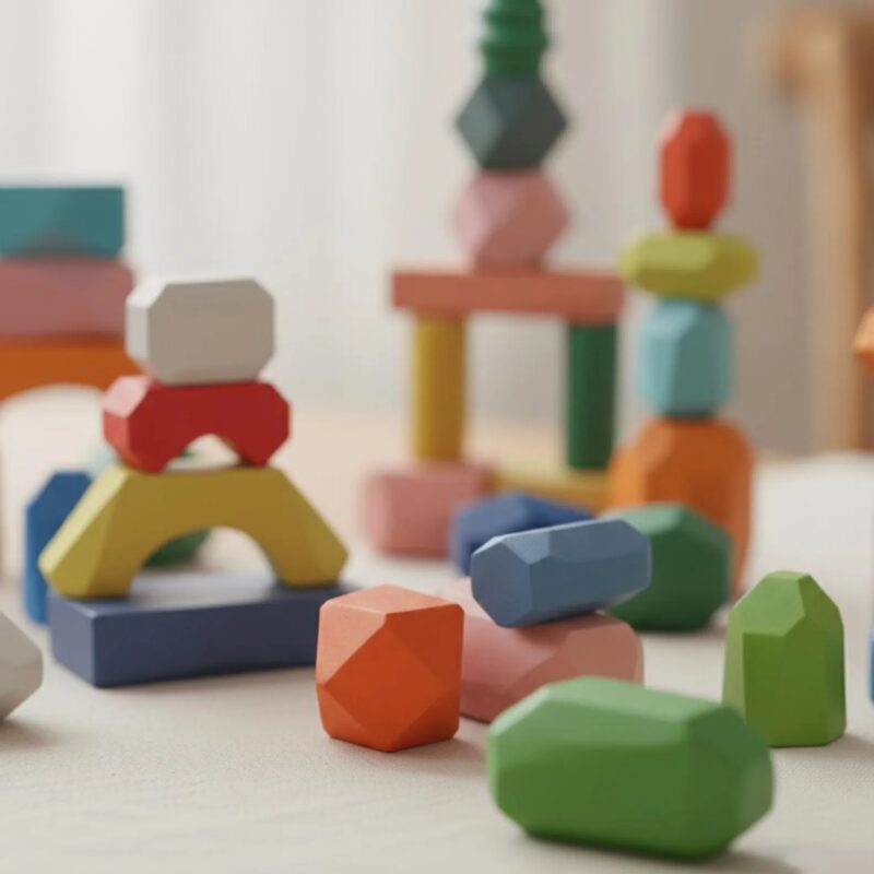 wooden montessori rainbow stacking toy 3