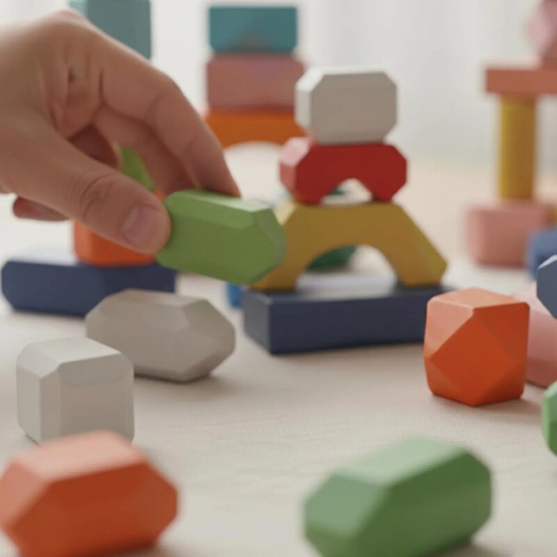 wooden montessori rainbow stacking toy 5