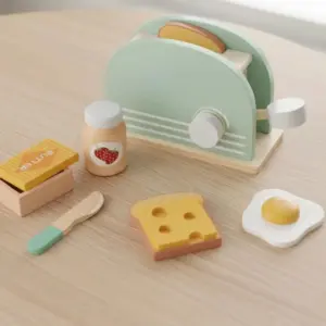 wooden toaster toy set