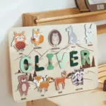 woodland wooden montessori name puzzle