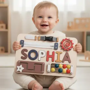 zips buckles wooden montessori busy board