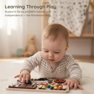 zips buckles wooden montessori busy board learning through play
