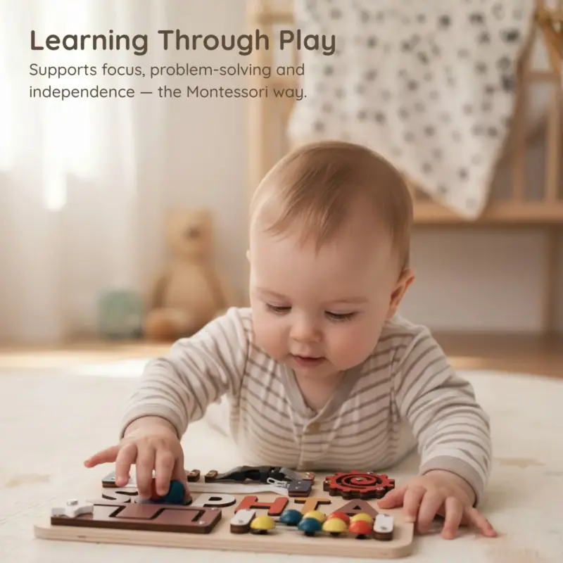 zips buckles wooden montessori busy board learning through play