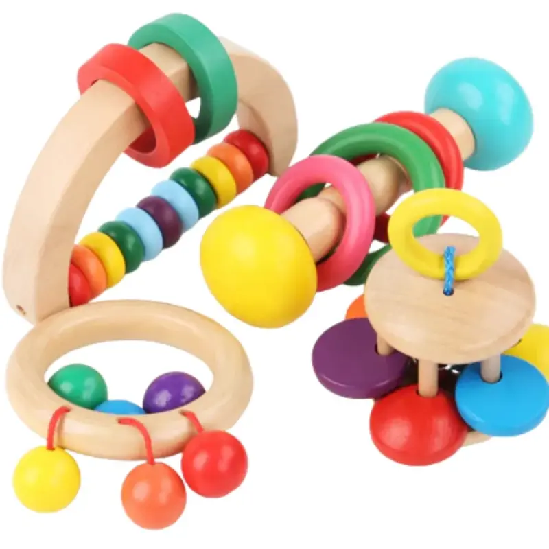 colorful wooden baby rattle set 1