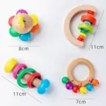 colorful wooden baby rattle set size