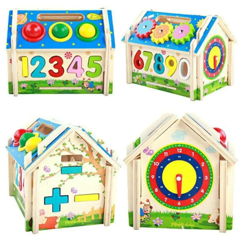 montessori wooden activity house 3