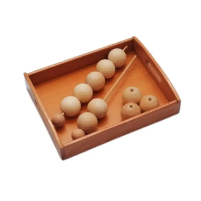 montessori wooden bead threading tray set