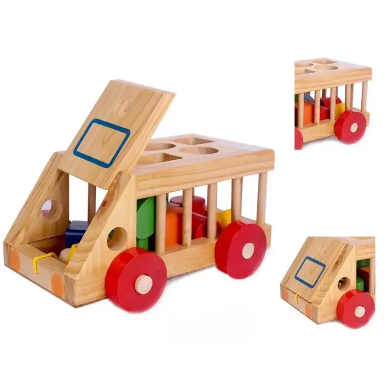montessori wooden shape sorting truck 2