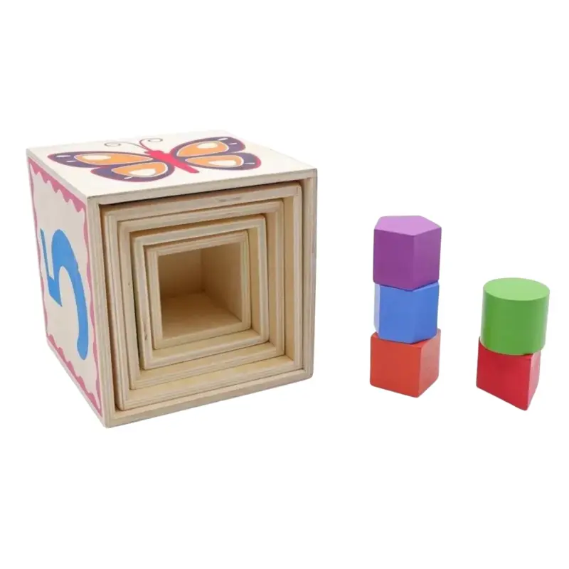 montessori wooden stacking shape sorting blocks 2