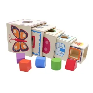 montessori wooden stacking shape sorting blocks