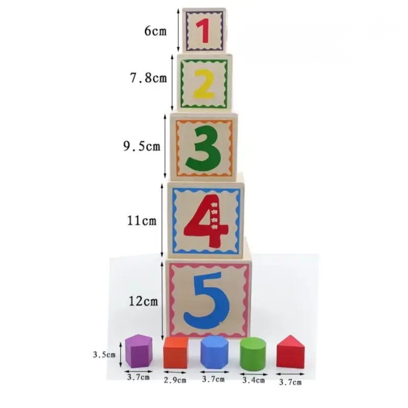 montessori wooden stacking shape sorting blocks 4