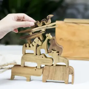 wooden animal balancing set