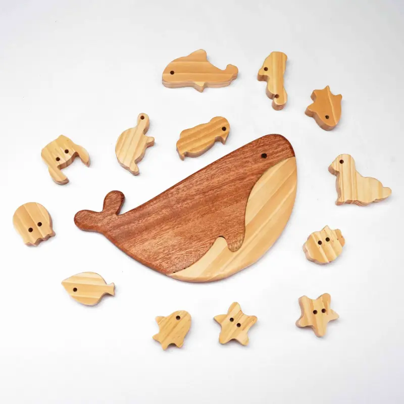 wooden balancing fish stacking toy 2