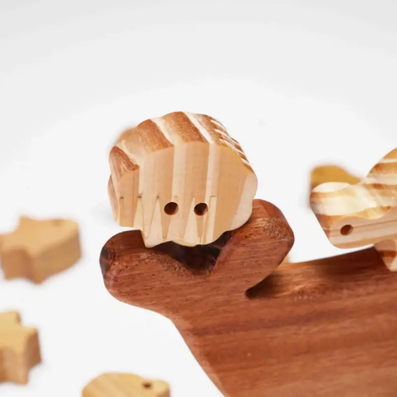 wooden balancing fish stacking toy 3