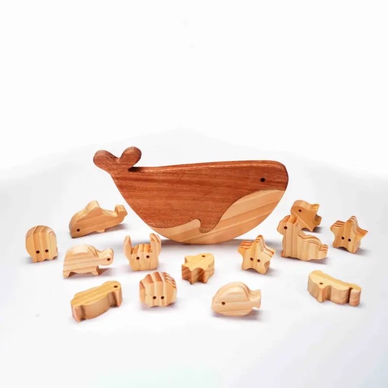 wooden balancing fish stacking toy 4