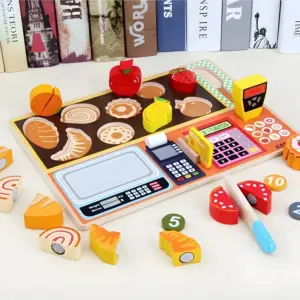 wooden cake and fruit toy set