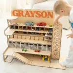 wooden car garage with ramp