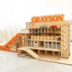 wooden car garage with ramp 2