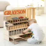 wooden car garage with ramp 3