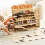 wooden car garage with ramp 4