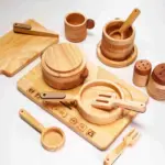 wooden cooking toy set
