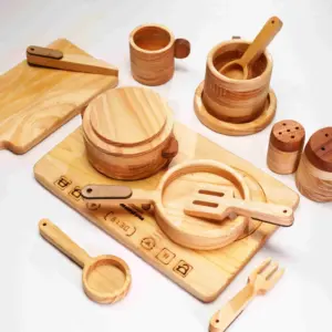 wooden cooking toy set