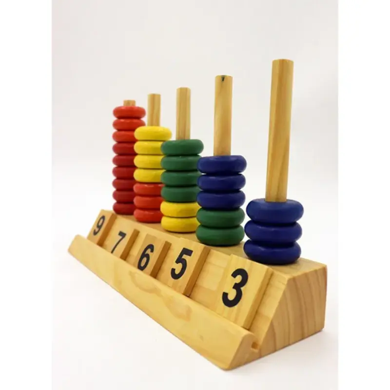wooden counting rings math toy 5