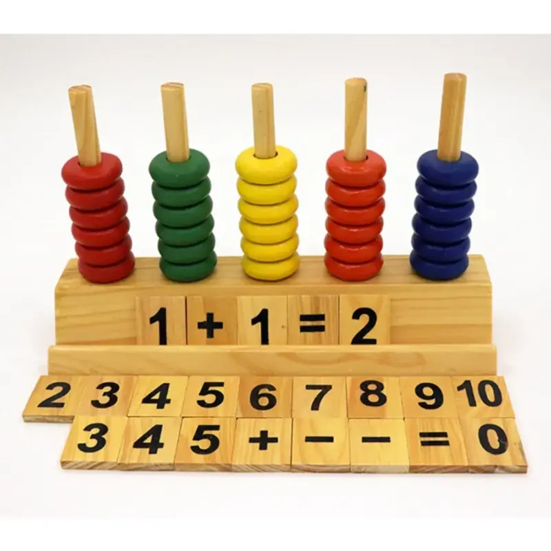 wooden counting rings math toy