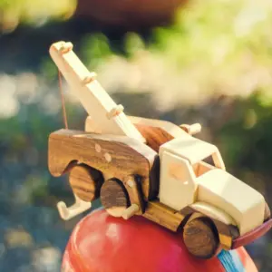 wooden crane truck toy