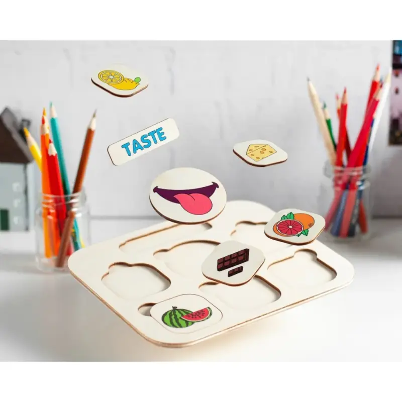 wooden five senses learning board2